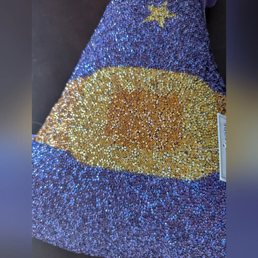 Sparkles home Purple and Gold Wizard Hat Pillow NEW